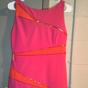 Joseph Ribkoff Orange and Pink Zip Dress